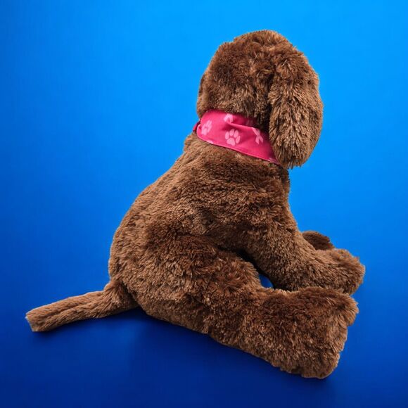 Macy's Gund Soft Cuddly Stuffed Brown Dog Breast Cancer Awareness Paw Pink Scarf - Picture 6 of 16